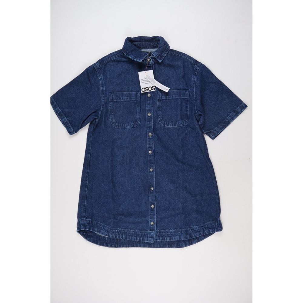 ASOS DESIGN Denim Shirt Dress Dark Wash Blue US 0 NWT